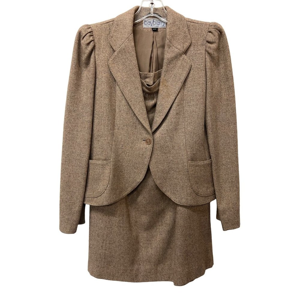 Vintage Bayberry Two-piece set Wool Skirt Jacket Suit Wool